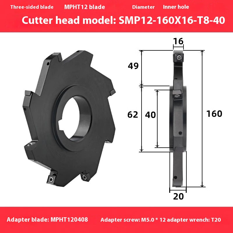 2083-CNC SMP 3 face and face milling cutter head saw blade sleeve indexable milling T-slot cutter head MPHT06 0812 Shandong Denso Pricision Tools Co.,Ltd.